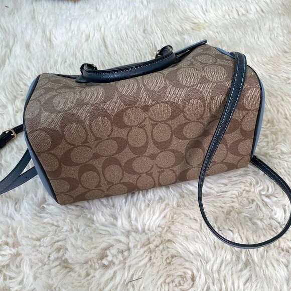 Coach Mini Bennett Satchel in Colorblock Signature Coated Canvas Midnight Pool - Picture 7 of 15